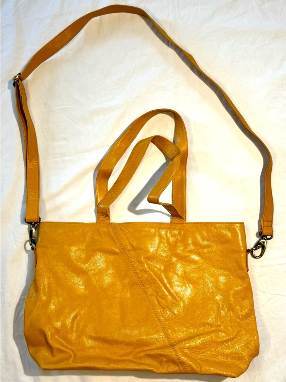LATICO LEATHER Yellow Briefcase Shoulder Tote Travel Bag
